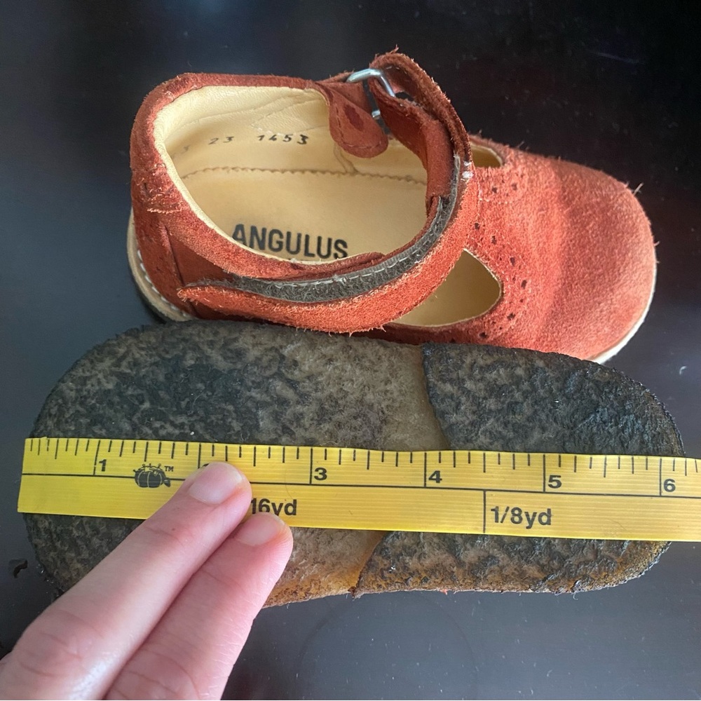 Angulus Rust Suede Mary Jane T-Strap Toddler Shoes - Picture 10 of 12